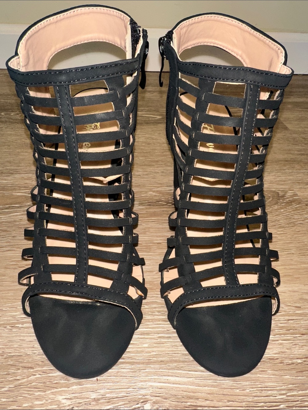 Women's Black Strappy Gladiator Heeled Sandals